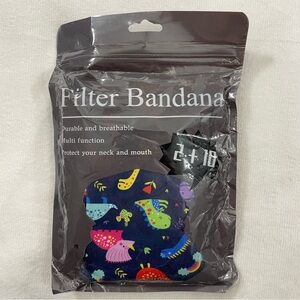 Colorful Kids Filter Bandana Dinosaur Face Mask with Filter Durable & Breathable